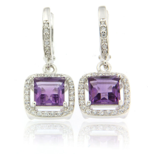 A pair of quality Amethyst earrings made in fine sterling 925 silver