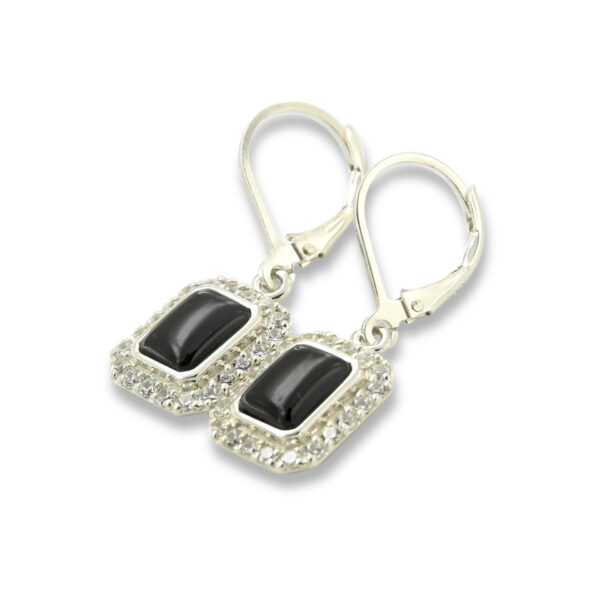 Black Onyx Earrings CZ