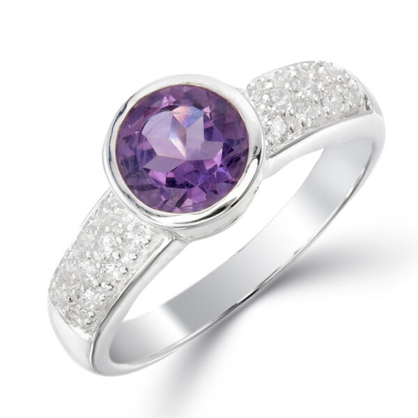 Amethyst Round CZ Ring