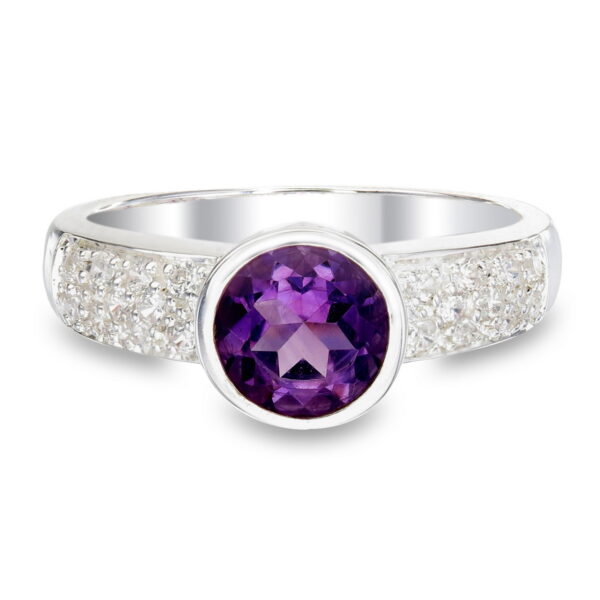 Amethyst Round CZ Ring