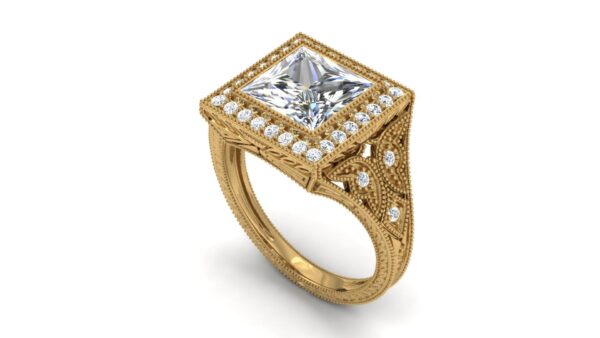 Ring Square cut bezel setting gold