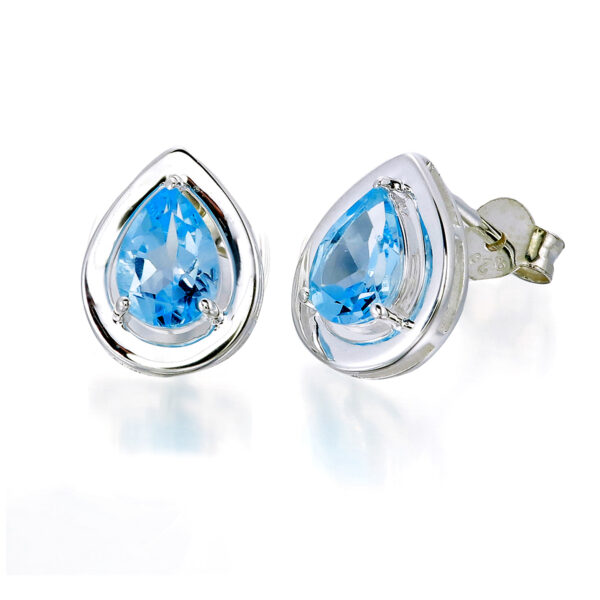 Blue Topaz Pear Studs