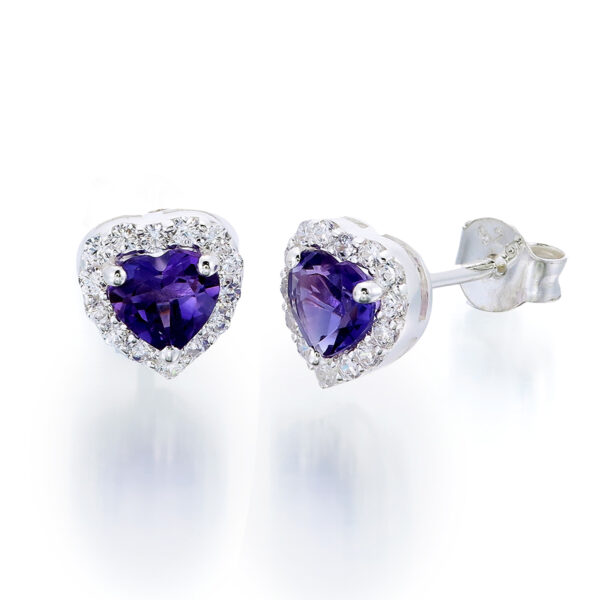 Amethyst Heart Studs