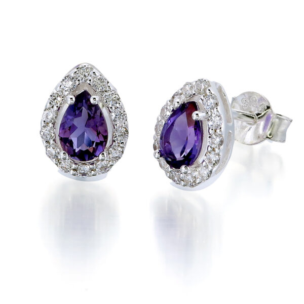 Amethyst Pear Studs