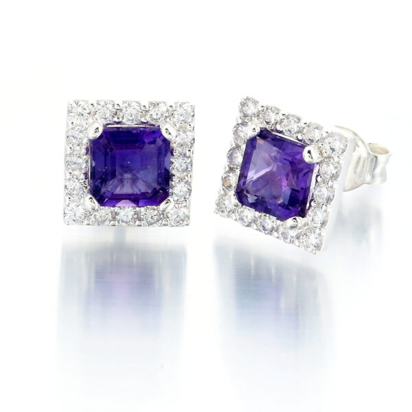 Amethyst Cushion Cut Studs