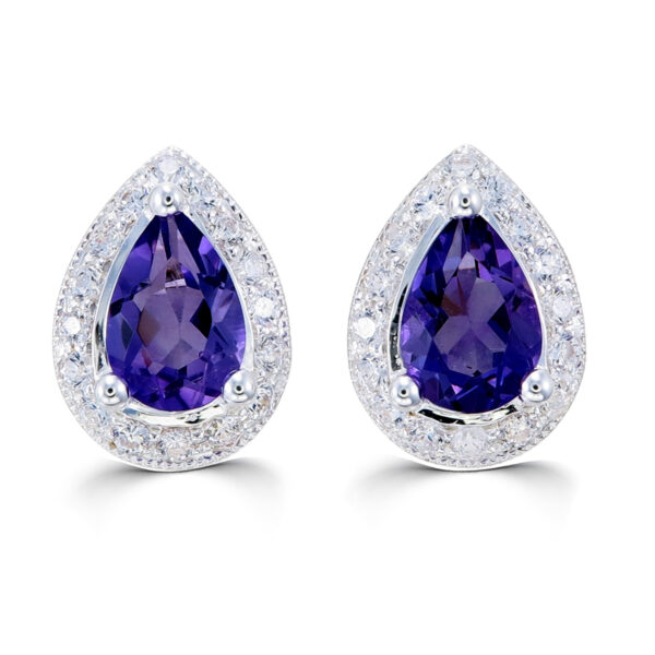 Amethyst Pear Studs