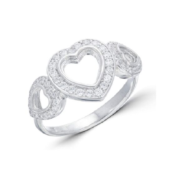 Triple Heart CZ Ring Setting