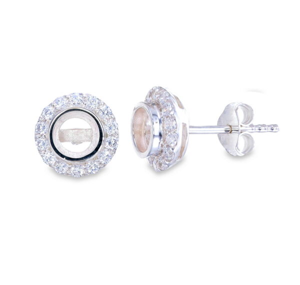 Round CZ Stud Earring Setting