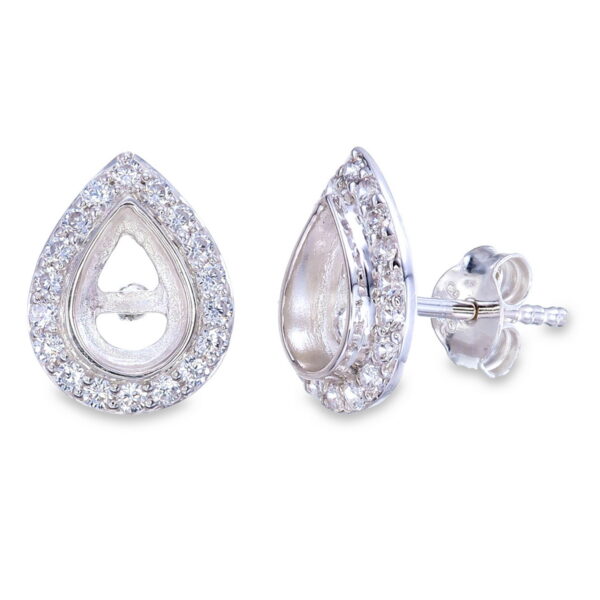 Pear CZ Stud Earring Setting