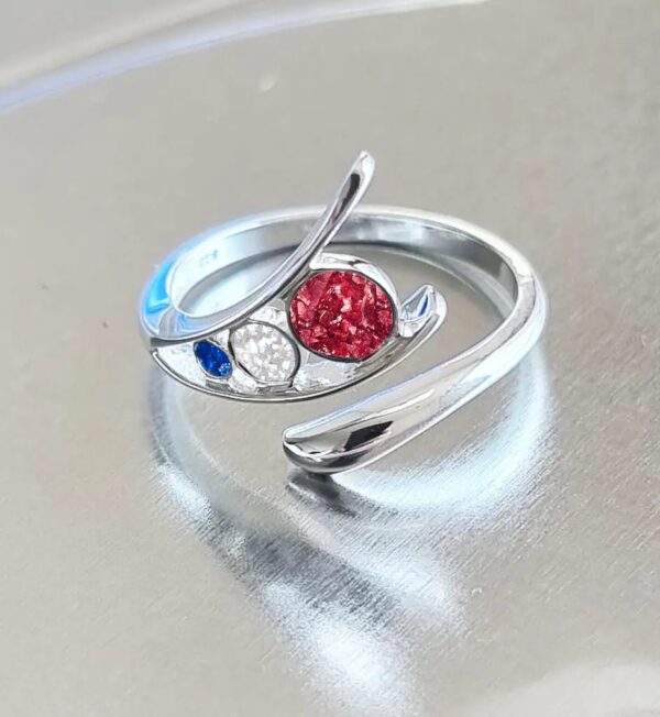 Triple round ring red, white and blue ashes