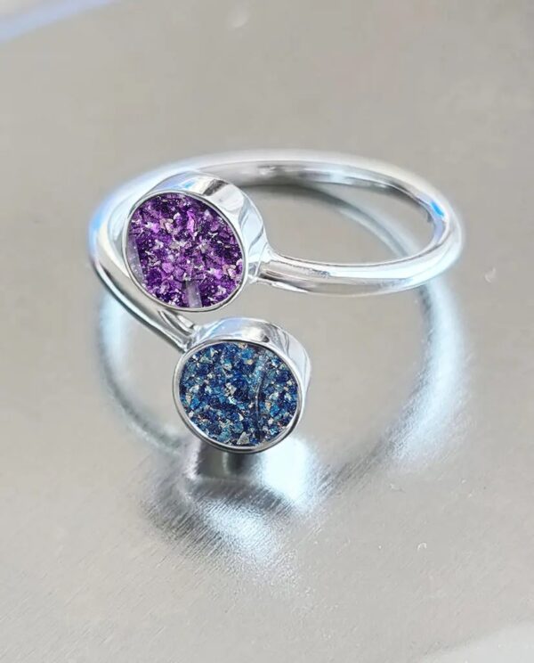 Double round ring blue and purple ashes