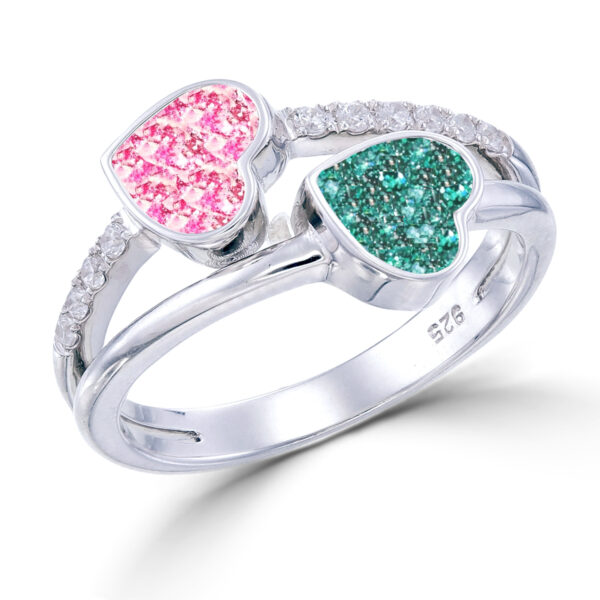 Double heart CZ ring setting