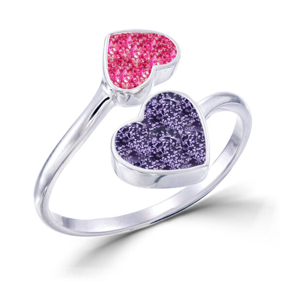 Adjustable double heart ring setting small