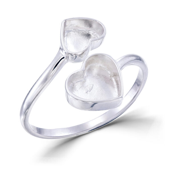 Adjustable double heart ring setting small