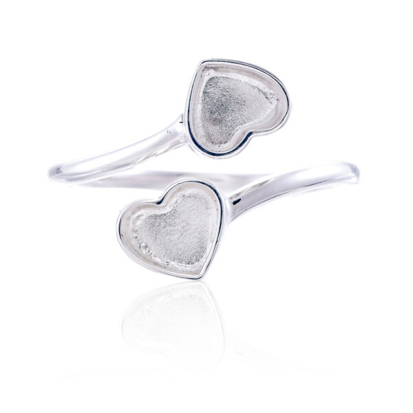 Adjustable double heart ring setting