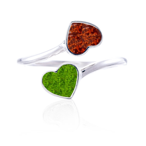 Adjustable double heart ring setting