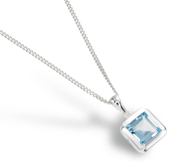 Blue Topaz Square Pendant