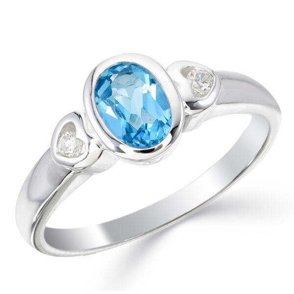 Blue Topaz Oval and Heart Ring