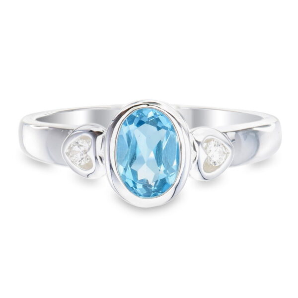 Blue Topaz Oval and Heart Ring