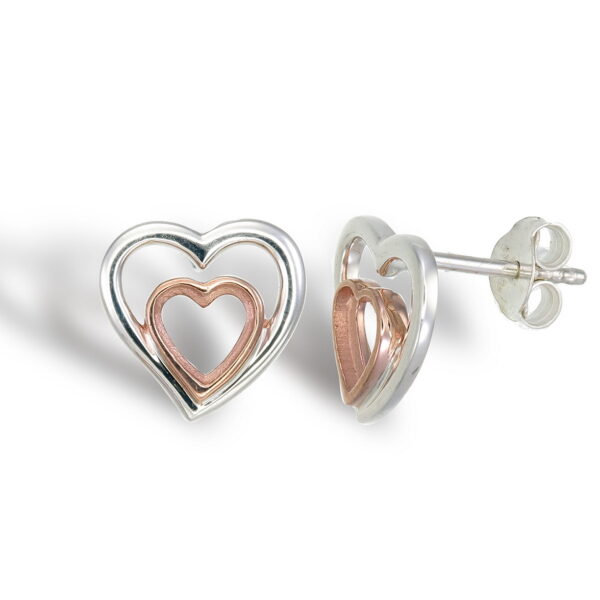 925 and 14K Heart Studs