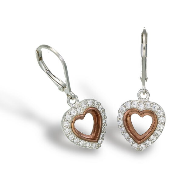 925 and 14K Heart CZ Earrings