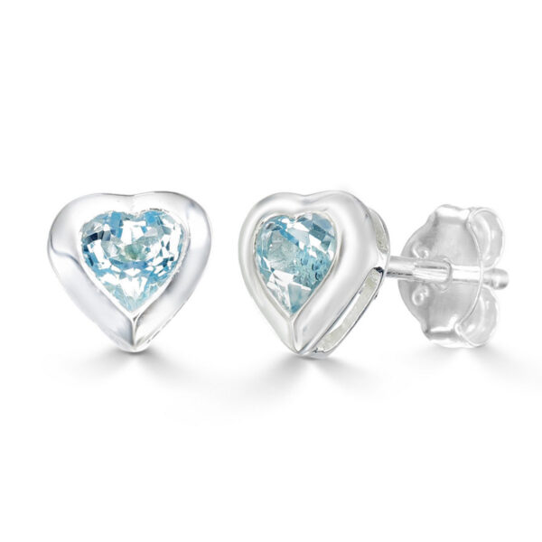 Blue Topaz Heart Studs