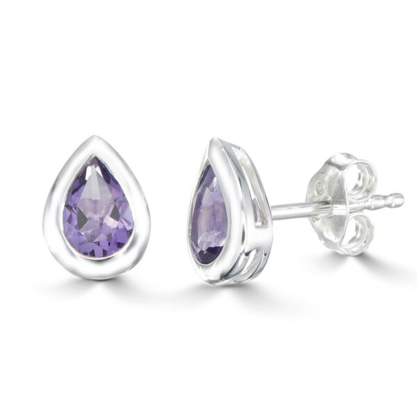 Amethyst Pear Studs