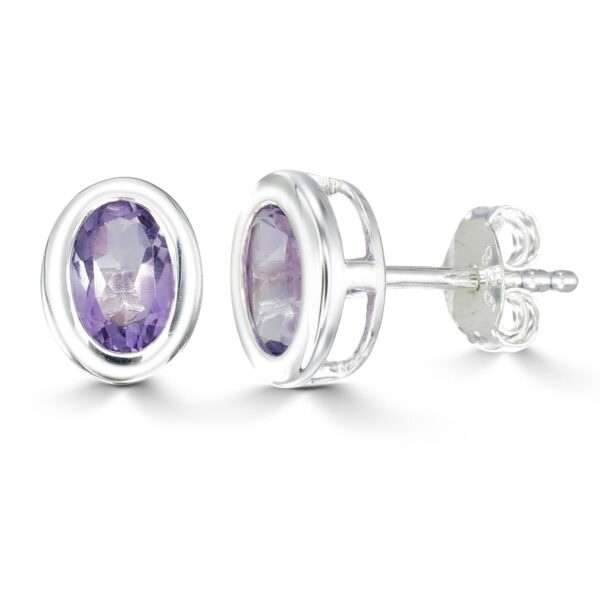 Amethyst Oval Studs