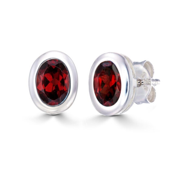 Garnet Oval Studs