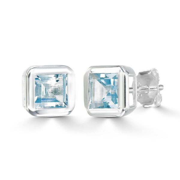 Blue Topaz Square Studs