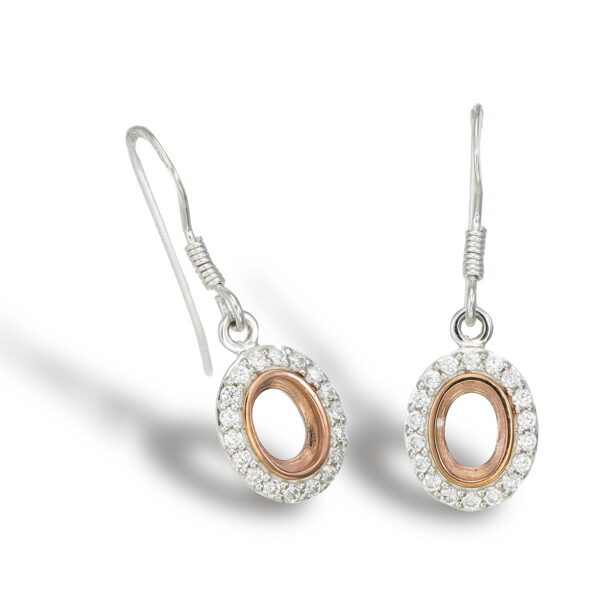 925 and 14K Oval CZ Earrings