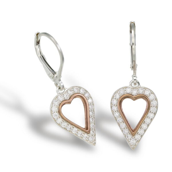 925 and 14K CZ Heart Earrings