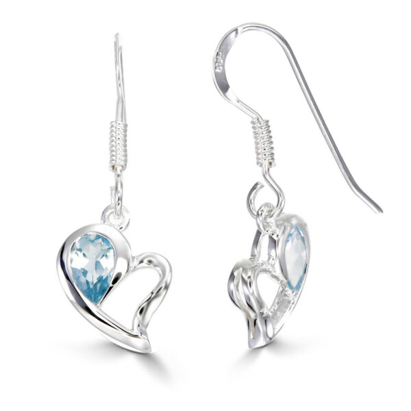 Blue Topaz Heart Earrings