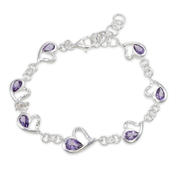 Amethyst Heart Bracelet