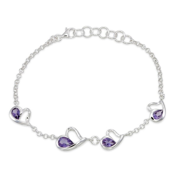 Amethyst Heart Bracelet