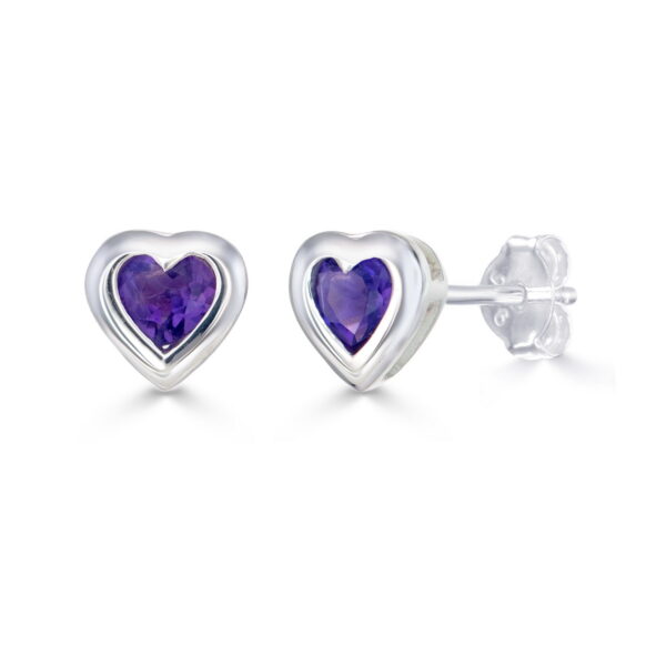 Amethyst Heart Studs