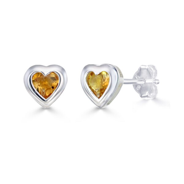 Citrine Heart Studs