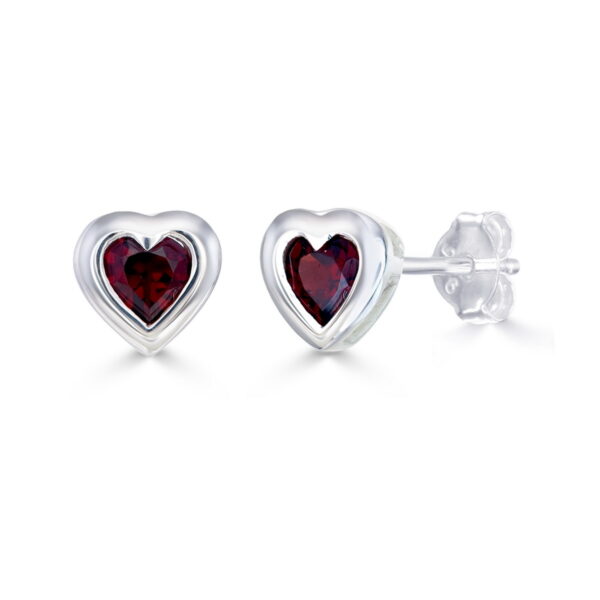 Garnet Heart Studs