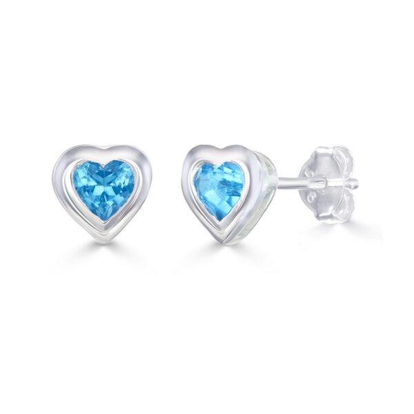 Swiss Blue Topaz Heart Studs