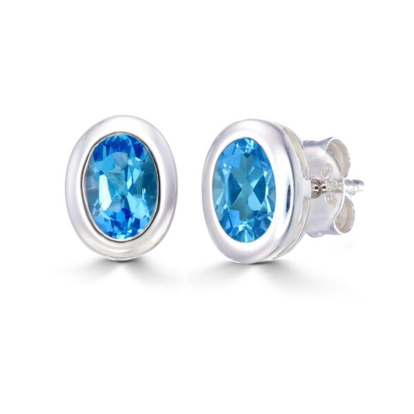 Swiss Blue Topaz Oval Studs