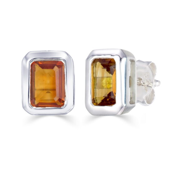 Citrine Emerald Cut Studs