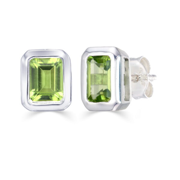 Peridot Emerald Cut Studs