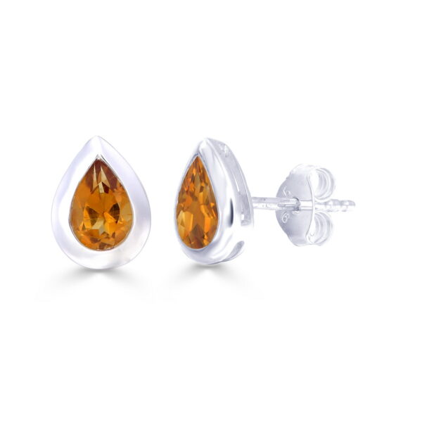 Citrine Pear Studs