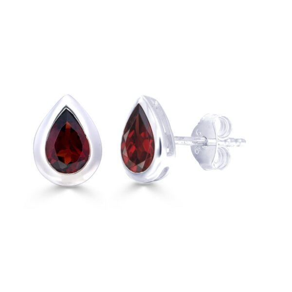 Garnet Pear Studs