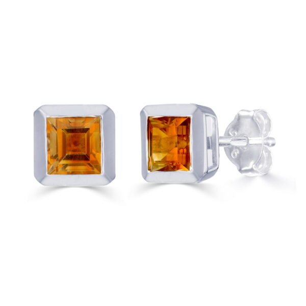 Citrine Square Studs