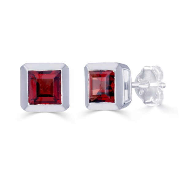 Garnet Square Studs