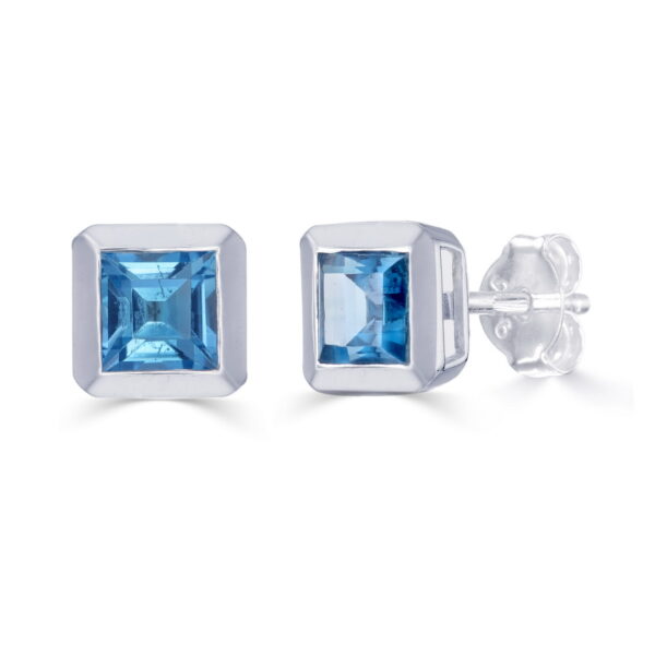 Blue Topaz Square Studs